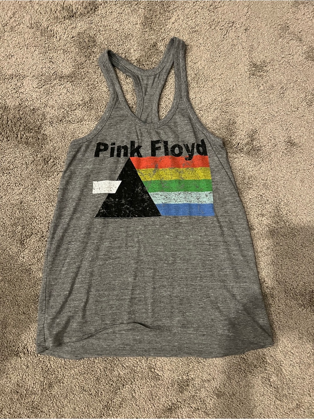 Pink Floyd Gray Rainbow Prism Tank Top